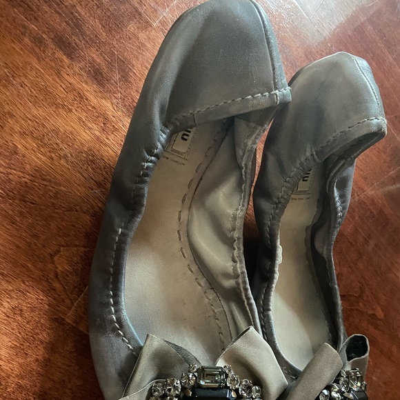 EUC Miu Miu peeptoe JEWELED leather flats - Picture 5 of 8